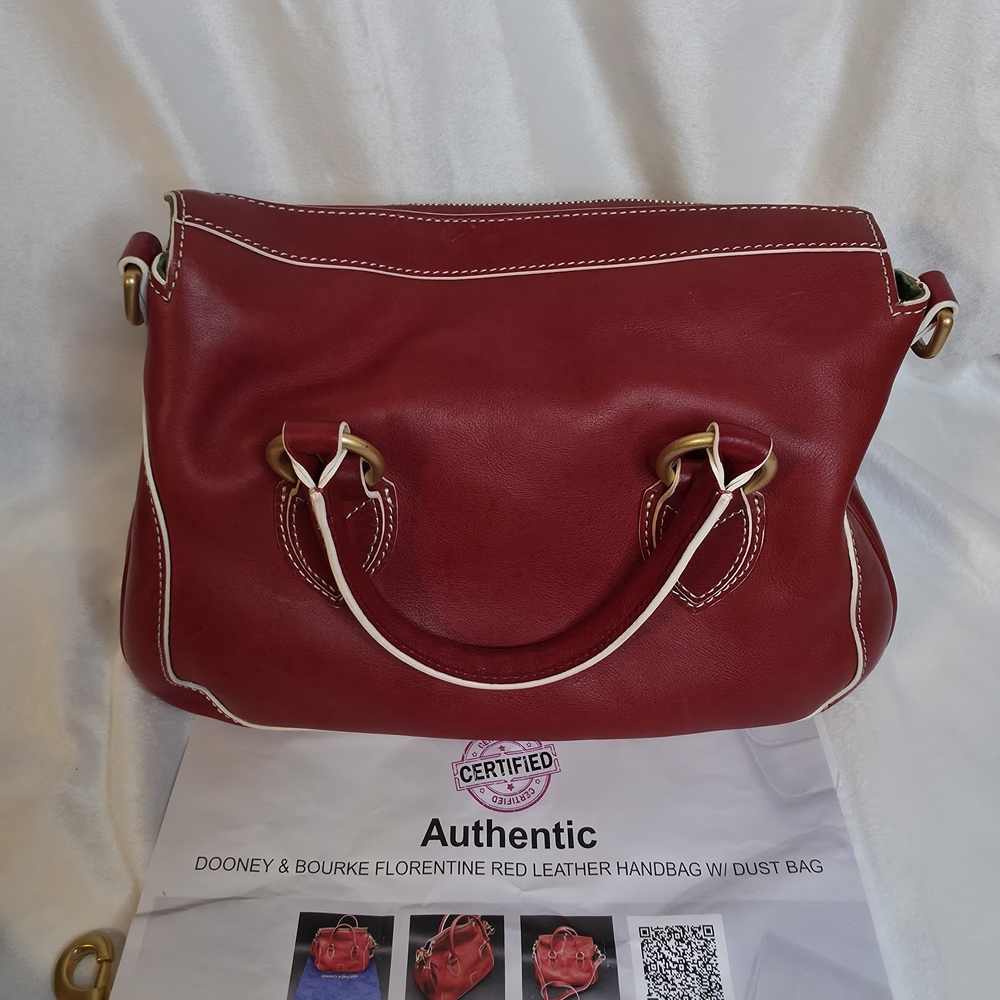 Dooney & Bourke Red Leather Satchel - Picture 8 of 16